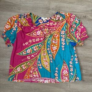 Haute Hippie Multicolor Floral Tunic Top Large
